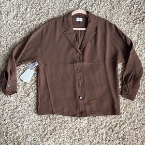 Aritzia Chocolate Button-Up Blouse
